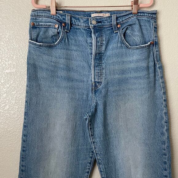 Levis Jeans Womens Size 33 Blue Ribcage Straight Ankle Premium Denim High Rise - Picture 4 of 13
